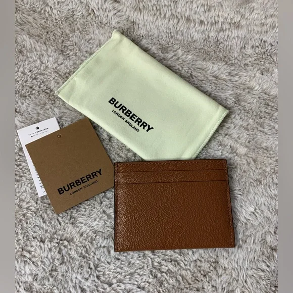 Burberry Sandon Business Small Brown Grained Leather Embossed Card Holder Wallet - Picture 3 of 3